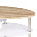 Halmar ława owalna MEDEA MDF laminowany dąb sonoma/ szkło ekstra biały stelaż stal nierdzewna z półkami Halmar ława owalna MEDEA MDF laminowany dąb sonoma/ szkło ekstra biały stelaż stal nierdzewna z półkami