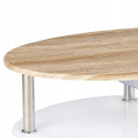 Halmar ława owalna MEDEA MDF laminowany dąb sonoma/ szkło ekstra biały stelaż stal nierdzewna z półkami Halmar ława owalna MEDEA MDF laminowany dąb sonoma/ szkło ekstra biały stelaż stal nierdzewna z półkami