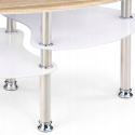 Halmar ława owalna MEDEA MDF laminowany dąb sonoma/ szkło ekstra biały stelaż stal nierdzewna z półkami Halmar ława owalna MEDEA MDF laminowany dąb sonoma/ szkło ekstra biały stelaż stal nierdzewna z półkami