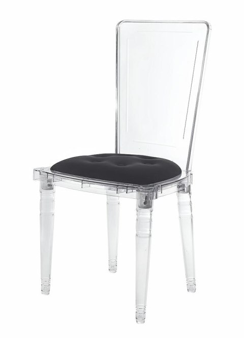King Home Krzesło CONTAR transparentne - czarna poduszka velvet, poliwęglan King Home Krzesło CONTAR transparentne - czarna poduszka velvet, poliwęglan