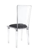 King Home Krzesło CONTAR transparentne - czarna poduszka velvet, poliwęglan