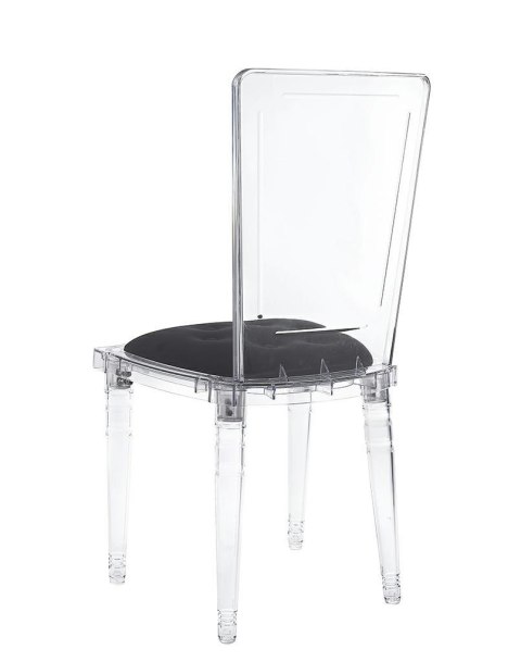 King Home Krzesło CONTAR transparentne - czarna poduszka velvet, poliwęglan King Home Krzesło CONTAR transparentne - czarna poduszka velvet, poliwęglan