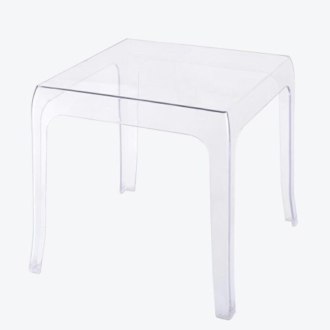 STOLIK BEZBARWNY KWADRATOWY GHOST transparentny - poliwęglan King Home 42x42 LEKKI I WYTRZYMAŁY MOŻNA SZTAPLOWAĆ STOLIK BEZBARWNY KWADRATOWY GHOST transparentny - poliwęglan King Home 42x42 LEKKI I WYTRZYMAŁY MOŻNA SZTAPLOWAĆ