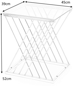 Halmar ława NANCY stal chromowana złoty / szkło transparentny 45x39