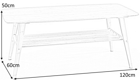 Halmar ława MENDOZA prostokątna z półką naturalny lite drewno bambusowe 120x60 Halmar ława MENDOZA prostokątna z półką naturalny lite drewno bambusowe 120x60