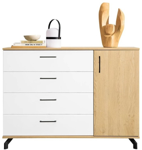 KOMODA MŁODZIEŻOWA Z SZUFLADAMI MEBLAR MADISON System MD10 - biały / dąb biszkoptowy płyta laminowana obrzeża ABS KOMODA MŁODZIEŻOWA Z SZUFLADAMI MEBLAR MADISON System MD10 - biały / dąb biszkoptowy płyta laminowana obrzeża ABS