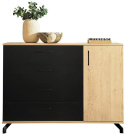 KOMODA MŁODZIEŻOWA Z SZUFLADAMI DRZWI MADISON System MD10 Meblar - czarny / dąb biszkoptowy PŁYTA LAMINOWANA OBRZEŻA ABS KOMODA MŁODZIEŻOWA Z SZUFLADAMI DRZWI MADISON System MD10 Meblar - czarny / dąb biszkoptowy PŁYTA LAMINOWANA OBRZEŻA ABS
