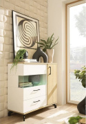 PÓŁKA WISZĄCA Z MAŁĄ SZAFKĄ Meblar MADISON System MD12 - biały / dąb biszkoptowy płyta laminowana obrzeża wzmocnione ABS PÓŁKA WISZĄCA Z MAŁĄ SZAFKĄ Meblar MADISON System MD12 - biały / dąb biszkoptowy płyta laminowana obrzeża wzmocnione ABS
