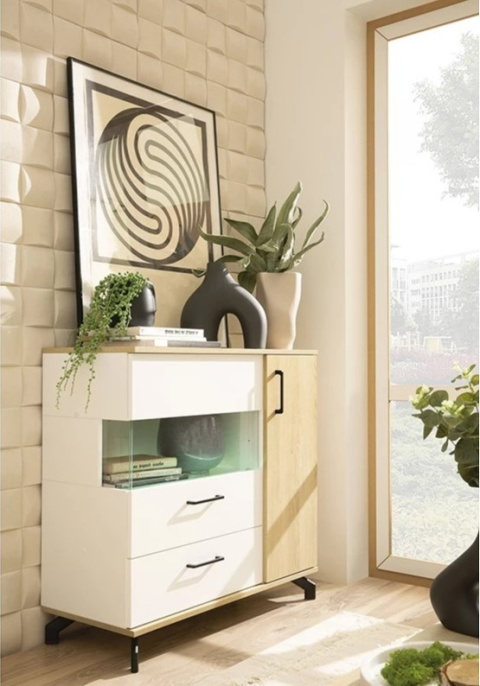 WITRYNA REGAŁ MŁODZIEŻOWY MADISON System MD3 Meblar - biały / dąb biszkoptowy PŁYTA LAMINOWANA OBRZEŻA ABS DO SALONU DO POKOJU WITRYNA REGAŁ MŁODZIEŻOWY MADISON System MD3 Meblar - biały / dąb biszkoptowy PŁYTA LAMINOWANA OBRZEŻA ABS DO SALONU DO POKOJU