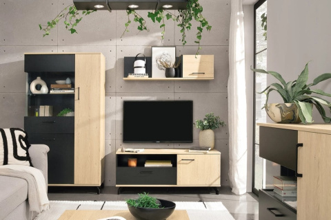 WITRYNA Z SZUFLADĄ REGAŁ MŁODZIEŻOWY MADISON System MD4 Meblar - czarny / dąb biszkoptowy PŁYTA LAMINOWANA OBRZEŻA ABS WITRYNA Z SZUFLADĄ REGAŁ MŁODZIEŻOWY MADISON System MD4 Meblar - czarny / dąb biszkoptowy PŁYTA LAMINOWANA OBRZEŻA ABS