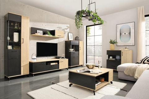 WITRYNA Z SZUFLADĄ REGAŁ MŁODZIEŻOWY MADISON System MD4 Meblar - czarny / dąb biszkoptowy PŁYTA LAMINOWANA OBRZEŻA ABS WITRYNA Z SZUFLADĄ REGAŁ MŁODZIEŻOWY MADISON System MD4 Meblar - czarny / dąb biszkoptowy PŁYTA LAMINOWANA OBRZEŻA ABS