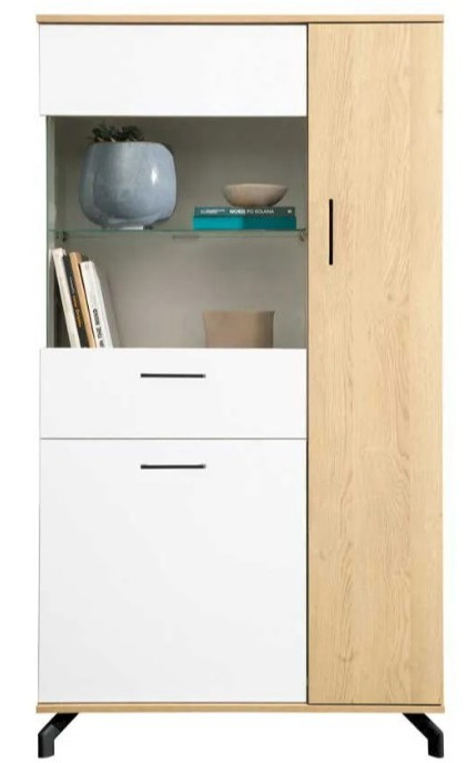 KOMODA MŁODZIEŻOWA WITRYNA MEBLAR MADISON System MD5 - biały / dąb biszkoptowy płyta laminowana do salonu dla dziecka nastolatka KOMODA MŁODZIEŻOWA WITRYNA MEBLAR MADISON System MD5 - biały / dąb biszkoptowy płyta laminowana do salonu dla dziecka nastolatka