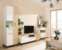 KOMODA MŁODZIEŻOWA WITRYNA MEBLAR MADISON System MD5 - biały / dąb biszkoptowy płyta laminowana do salonu dla dziecka nastolatka KOMODA MŁODZIEŻOWA WITRYNA MEBLAR MADISON System MD5 - biały / dąb biszkoptowy płyta laminowana do salonu dla dziecka nastolatka