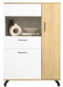 KOMODA MŁODZIEŻOWA WITRYNA MEBLAR MADISON System MD6 - biały / dąb biszkoptowy płyta laminowana przeszklona na drobiazgi zabawki KOMODA MŁODZIEŻOWA WITRYNA MEBLAR MADISON System MD6 - biały / dąb biszkoptowy płyta laminowana przeszklona na drobiazgi zabawki