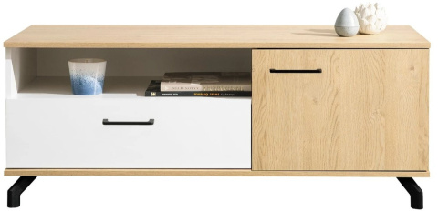 KOMODA NISKA SZAFKA RTV MŁODZIEŻOWA MADISON System MD8 Meblar - biały / dąb biszkoptowy LAMINAT OBRZEŻA ABS DO POKOJU SALONU KOMODA NISKA SZAFKA RTV MŁODZIEŻOWA MADISON System MD8 Meblar - biały / dąb biszkoptowy LAMINAT OBRZEŻA ABS DO POKOJU SALONU