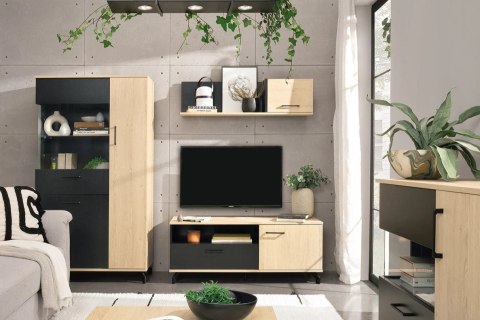 PÓŁKA WISZĄCA Z SZAFKĄ MŁODZIEŻOWA MADISON System MD13 Meblar - czarny / dąb biszkoptowy PŁYTA LAMINOWANA OBRZEŻA ABS PÓŁKA WISZĄCA Z SZAFKĄ MŁODZIEŻOWA MADISON System MD13 Meblar - czarny / dąb biszkoptowy PŁYTA LAMINOWANA OBRZEŻA ABS