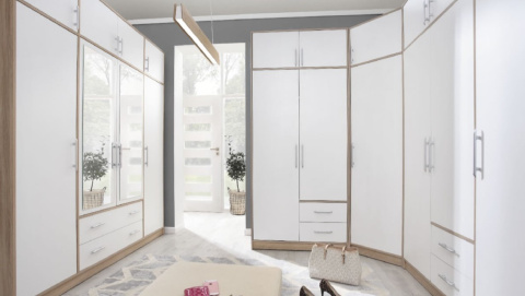 SZAFA Z LUSTREM I SZUFLADAMI CZTERODRZWIOWA SMART SRL1 Meblar - Dąb Sonoma / Biały Lux PŁYTA LAMINOWANA DO SYPIALNI PRZEDPOKOJU SZAFA Z LUSTREM I SZUFLADAMI CZTERODRZWIOWA SMART SRL1 Meblar - Dąb Sonoma / Biały Lux PŁYTA LAMINOWANA DO SYPIALNI PRZEDPOKOJU