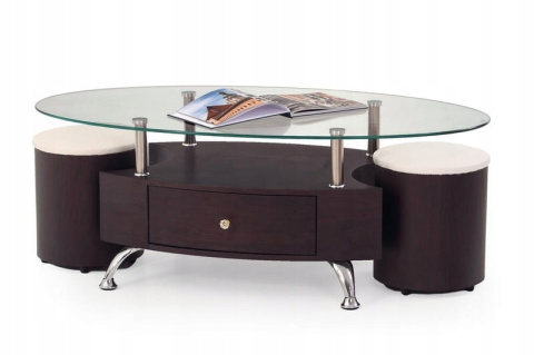 Halmar ława+2 pufy STELLA wenge-MDF laminat 120x65 Halmar ława+2 pufy STELLA wenge-MDF laminat 120x65