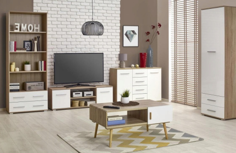KOMODA LIMA KM-4 Z SZUFLADAMI DĄB SONOMA / BIAŁY POŁYSK 116x40 płyta meblowa laminowana OBRZEŻA ABS Halmar KOMODA LIMA KM-4 Z SZUFLADAMI DĄB SONOMA / BIAŁY POŁYSK 116x40 płyta meblowa laminowana OBRZEŻA ABS Halmar
