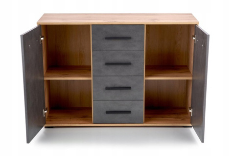 Halmar komoda LIMA KM-4 dąb wotan/popielaty 116x40 płyta meblowa laminowana obrzeża ABS z szufladami Halmar komoda LIMA KM-4 dąb wotan/popielaty 116x40 płyta meblowa laminowana obrzeża ABS z szufladami