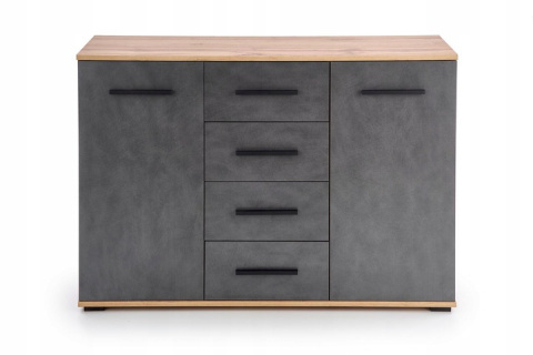 Halmar komoda LIMA KM-4 dąb wotan/popielaty 116x40 płyta meblowa laminowana obrzeża ABS z szufladami Halmar komoda LIMA KM-4 dąb wotan/popielaty 116x40 płyta meblowa laminowana obrzeża ABS z szufladami