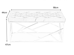 Halmar ławka MILAGRO stelaż - stal chromowana srebrny, siedzisko tapicerowane - velvet popielaty 98x44