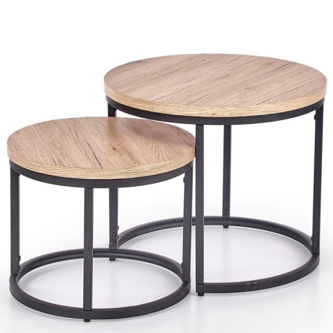 ŁAWA OKRĄGŁA ZESTAW 2 szt. OREO MDF okleinowany DĄB SAN REMO / stal malowana proszkowo CZARNY fi53 Halmar ŁAWA OKRĄGŁA ZESTAW 2 szt. OREO MDF okleinowany DĄB SAN REMO / stal malowana proszkowo CZARNY fi53 Halmar