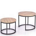 ŁAWA OKRĄGŁA ZESTAW 2 szt. OREO MDF okleinowany DĄB SAN REMO / stal malowana proszkowo CZARNY fi53 Halmar ŁAWA OKRĄGŁA ZESTAW 2 szt. OREO MDF okleinowany DĄB SAN REMO / stal malowana proszkowo CZARNY fi53 Halmar