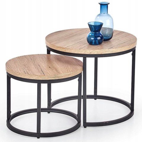 ŁAWA OKRĄGŁA ZESTAW 2 szt. OREO MDF okleinowany DĄB SAN REMO / stal malowana proszkowo CZARNY fi53 Halmar ŁAWA OKRĄGŁA ZESTAW 2 szt. OREO MDF okleinowany DĄB SAN REMO / stal malowana proszkowo CZARNY fi53 Halmar