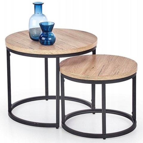 ŁAWA OKRĄGŁA ZESTAW 2 szt. OREO MDF okleinowany DĄB SAN REMO / stal malowana proszkowo CZARNY fi53 Halmar ŁAWA OKRĄGŁA ZESTAW 2 szt. OREO MDF okleinowany DĄB SAN REMO / stal malowana proszkowo CZARNY fi53 Halmar