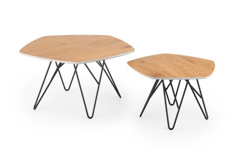 Halmar ława ZERO zestaw 2 dąb złoty/czarny 75x75 MDF laminowany MDF lakierowany stal malowana proszkowo Halmar ława ZERO zestaw 2 dąb złoty/czarny 75x75 MDF laminowany MDF lakierowany stal malowana proszkowo