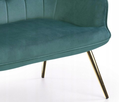 Halmar sofa kanapa tapicerowana CASTEL 2XL velvet ciemny zielony/ nogi złoty stal chromowana Halmar sofa kanapa tapicerowana CASTEL 2XL velvet ciemny zielony/ nogi złoty stal chromowana
