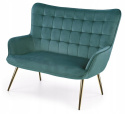 Halmar sofa kanapa tapicerowana CASTEL 2XL velvet ciemny zielony/ nogi złoty stal chromowana Halmar sofa kanapa tapicerowana CASTEL 2XL velvet ciemny zielony/ nogi złoty stal chromowana