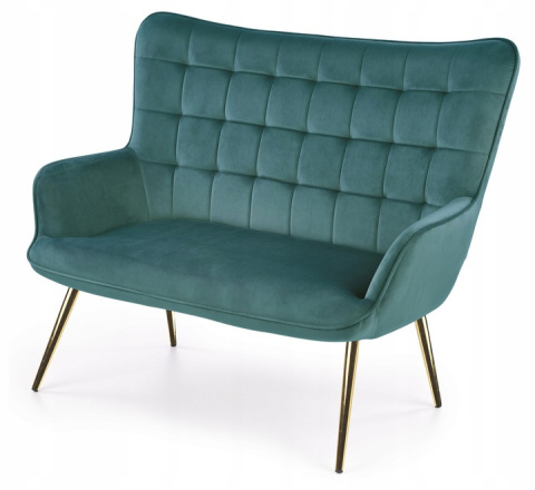Halmar sofa kanapa tapicerowana CASTEL 2XL velvet ciemny zielony/ nogi złoty stal chromowana Halmar sofa kanapa tapicerowana CASTEL 2XL velvet ciemny zielony/ nogi złoty stal chromowana