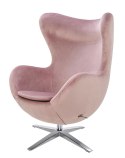 King Home Fotel EGG SZEROKI VELVET brudny róż .12 - welur, podstawa stal nierdzewna srebrny obrotowy z funkcją bujania King Home Fotel EGG SZEROKI VELVET brudny róż .12 - welur, podstawa stal nierdzewna srebrny obrotowy z funkcją bujania