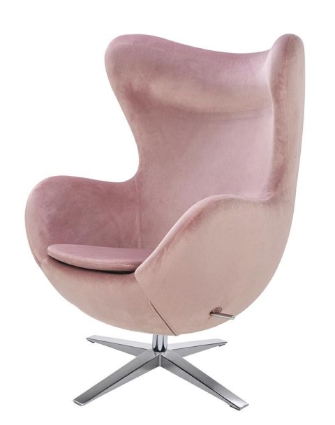 King Home Fotel EGG SZEROKI VELVET brudny róż .12 - welur, podstawa stal nierdzewna srebrny obrotowy z funkcją bujania King Home Fotel EGG SZEROKI VELVET brudny róż .12 - welur, podstawa stal nierdzewna srebrny obrotowy z funkcją bujania