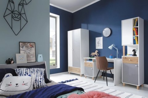 PÓŁKA WISZĄCA ZAMYKANA MŁODZIEŻOWA MEBLAR FARO System FR12 - Biały Lux / Dąb Artisan / Szary do salonu pokoju dla dziecka PÓŁKA WISZĄCA ZAMYKANA MŁODZIEŻOWA MEBLAR FARO System FR12 - Biały Lux / Dąb Artisan / Szary do salonu pokoju dla dziecka