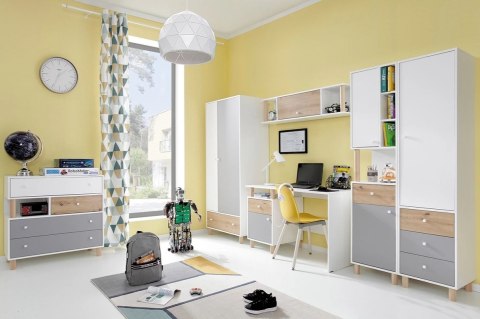 PÓŁKA WISZĄCA ZAMYKANA MŁODZIEŻOWA MEBLAR FARO System FR12 - Biały Lux / Dąb Artisan / Szary do salonu pokoju dla dziecka PÓŁKA WISZĄCA ZAMYKANA MŁODZIEŻOWA MEBLAR FARO System FR12 - Biały Lux / Dąb Artisan / Szary do salonu pokoju dla dziecka