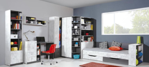 Meblar Łóżko z pojemnikiem TABLO System TA12A meble młodzieżowe - Grafit / Bialy Lux / Atlantic płyta laminowana obrzeża ABS Meblar Łóżko z pojemnikiem TABLO System TA12A meble młodzieżowe - Grafit / Bialy Lux / Atlantic płyta laminowana obrzeża ABS
