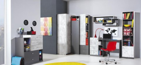 SZAFA DWUDRZWIOWA NA UBRANIA Z SZUFLADAMI TABLO System TA3 Meblar meble młodzieżowe - GRAFIT / ENIGMA LAMINAT obrzeża ABS SZAFA DWUDRZWIOWA NA UBRANIA Z SZUFLADAMI TABLO System TA3 Meblar meble młodzieżowe - GRAFIT / ENIGMA LAMINAT obrzeża ABS
