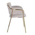 Intesi Krzesło Harmony tapicerowane szare welwet z podłokietnikami nogi metal złoty połysk
