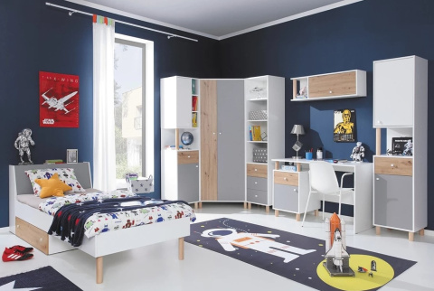 REGAŁ MODZIEŻOWY MEBLAR FARO System FR6 - Biały Lux / Dąb Artisan / Szary REGAŁ MODZIEŻOWY MEBLAR FARO System FR6 - Biały Lux / Dąb Artisan / Szary