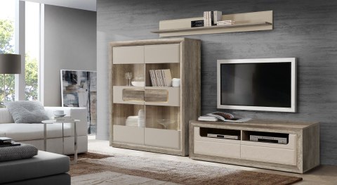 Meble Forte TIZIANO TZV54B-P82 Witryna Dąb antyczny/Beż połysk Meble Forte TIZIANO TZV54B-P82 Witryna Dąb antyczny/Beż połysk