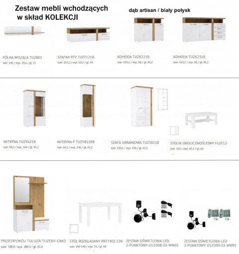 Meble Forte TULUZA TUZK221B-C843 Komoda Biały/Dąb Artisan Meble Forte TULUZA TUZK221B-C843 Komoda Biały/Dąb Artisan
