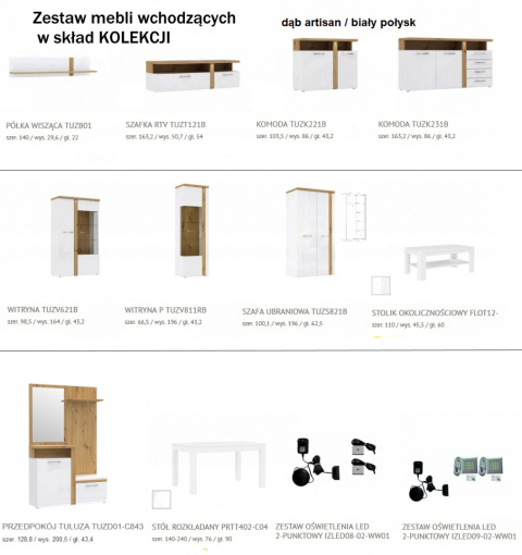 Meble Forte TULUZA TUZS821B-C843 Szafa ubraniowa Biały/Dąb Artisan Meble Forte TULUZA TUZS821B-C843 Szafa ubraniowa Biały/Dąb Artisan