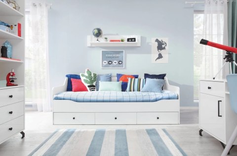 PÓŁKA WISZĄCA MŁODZIEŻOWA MEBLAR Bergen System BE12 - Biały Lux / Biały wysoki połysk płłyta laminowana nad łóżko komodę PÓŁKA WISZĄCA MŁODZIEŻOWA MEBLAR Bergen System BE12 - Biały Lux / Biały wysoki połysk płłyta laminowana nad łóżko komodę