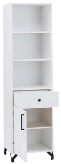 REGAŁ WĄSKI SŁUPEK MEBLAR Bergen System BE5 - Biały Lux /Biały wysoki połysk półki szuflada drzwi do salonu pokoju młodzieżowego