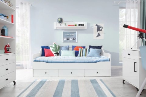 BIURKO MŁODZIEŻOWE MEBLAR Bergen System BE9 - Biały Lux / Biały wysoki połysk płyta laminowana z szufladą i szafką BIURKO MŁODZIEŻOWE MEBLAR Bergen System BE9 - Biały Lux / Biały wysoki połysk płyta laminowana z szufladą i szafką