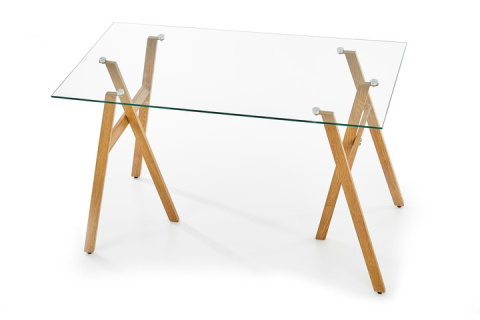Halmar biurko B35 nogi dąb miodowy-stal malowana, szkło 120x60, szkło Halmar biurko B35 nogi dąb miodowy-stal malowana, szkło 120x60, szkło