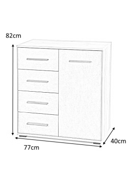 Halmar komoda LIMA KM-2 dąb wotan / popielaty, płyta meblowa laminowana obrzeża ABS 77x40